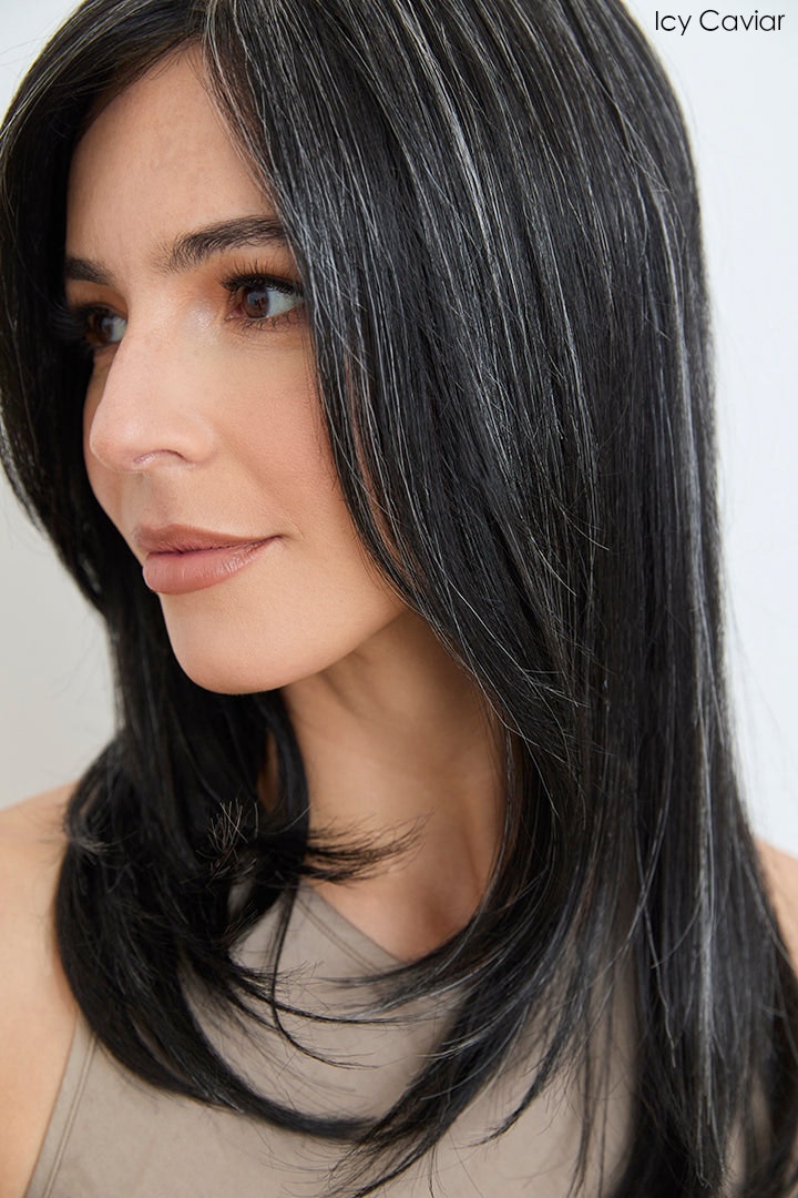 Open Box | Long Mono Topper by Amore | Synthetic Hair | Large Base | NM Marble Brown-R