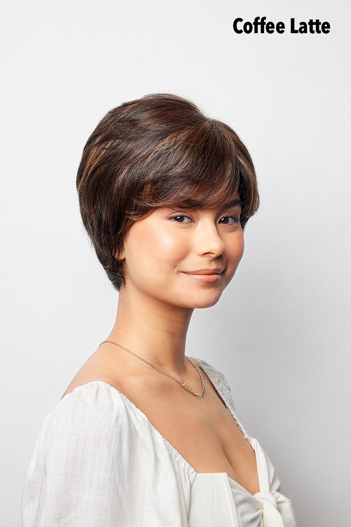 Open Box | Pixie TP Mono HT Topper by Amore | Heat Friendly Synthetic Hair | NM Cashmere Brown-SR