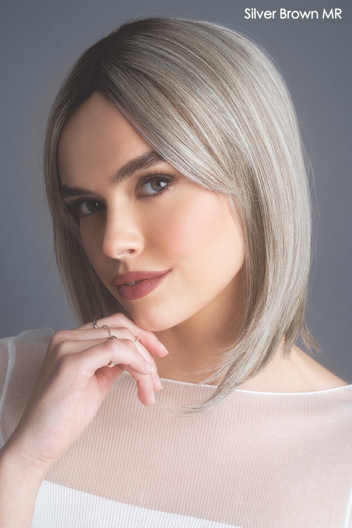 Open Box | High Heat Mid Straight Topper by Rene of Paris | Heat Friendly Synthetic Hair | Salt & Pepper MR