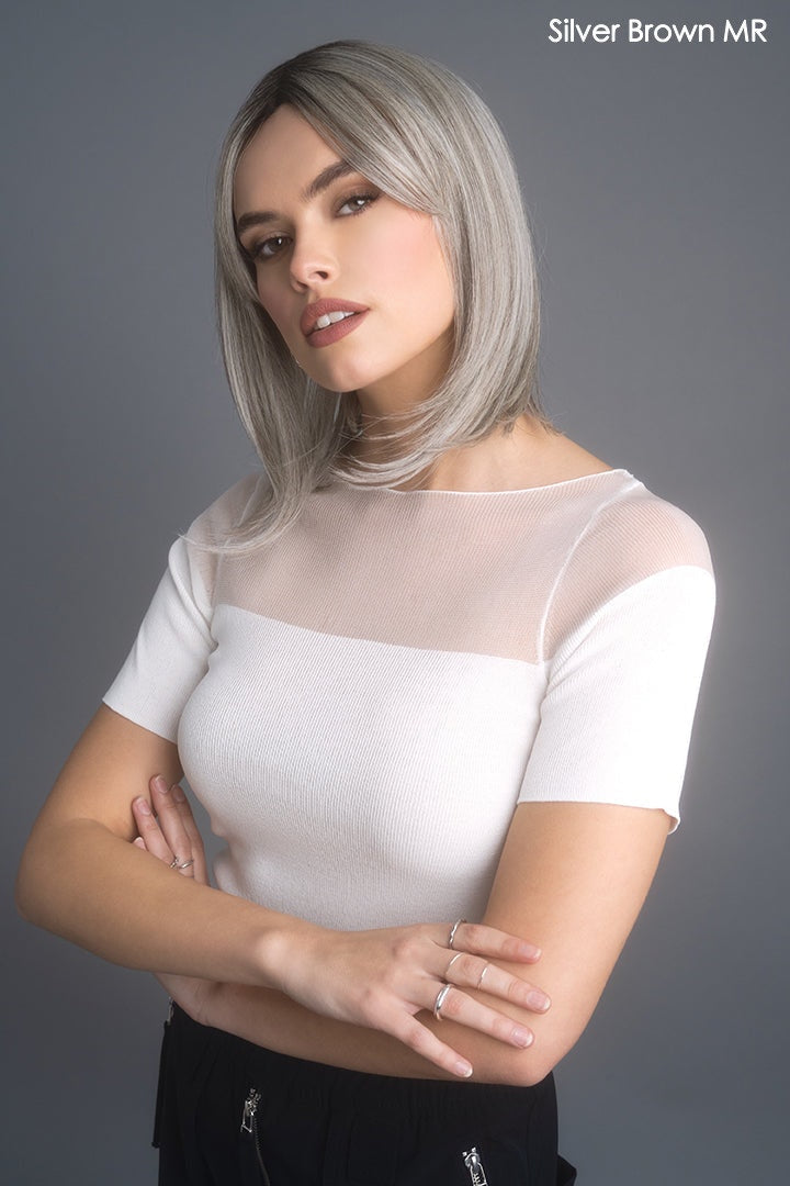 Open Box | High Heat Mid Straight Topper by Rene of Paris | Heat Friendly Synthetic Hair | Salt & Pepper MR
