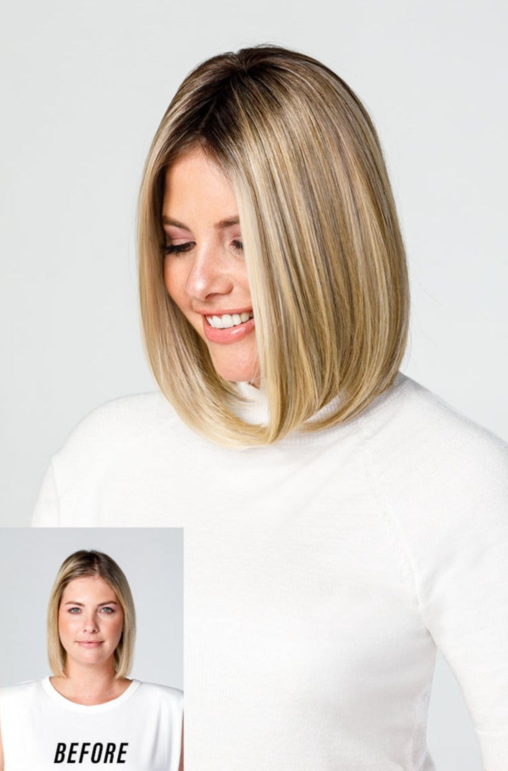 Open Box | easiPart Medium HD Topper 12" by easiHair | Heat Friendly Synthetic Hair | 101/48T