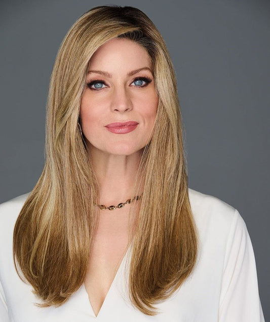Top Billing 18" Lace Front Topper by Raquel Welch in RL8/29SS Shaded Hazelnut | Open box